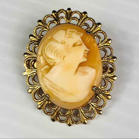 Vintage Jewelry - VINTAGE CAMEO PIN